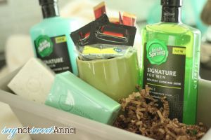 Pampering Daddy To Be Basket - a great gift for the soon-to-be-dad! | Saynotsweetanne.com