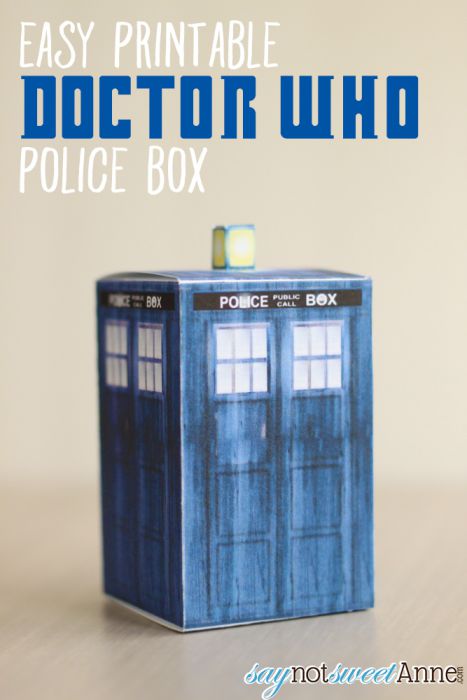 Easy DIY Doctor Who paper boxes. Great for small trinkets and treats, or just as desktop fun. Free printable and instructions! | saynotsweetanne.com