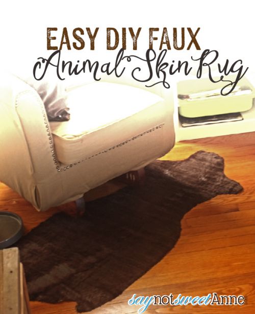 Easy DIY Faux Animal Skin Rug. Create an awesome accent rug with just a couple of fabric yards and some ingenuity!  | Saynotsweetanne.com