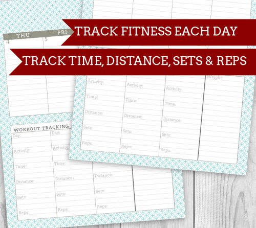 Fitness/Workout tracking Printable Planner! 4 colors, tons of veriations and add ons to make your unique planner | saynotsweetanne.com
