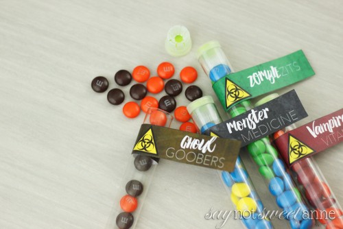 Printable Halloween Candy Labels! Dress up some simple treats with these spooky labels! | saynotsweetanne.com